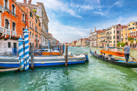 Astonishing morning cityscape of Venice with famous Canal Grande. Popular travell destination... Location: Venice, Dolomites, Italy, Europeの写真素材