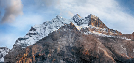Spectacular autumn view of Bluemlisalp summit. Scene of Swiss Alps.Location: Oeschinen valley,...