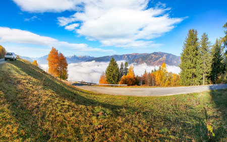 Spectacular view of the meadows and mountains around  Zell lake or Zeller See .  Location:  Zell am See,  Zell am See district, Salzburg state, Austriaの写真素材