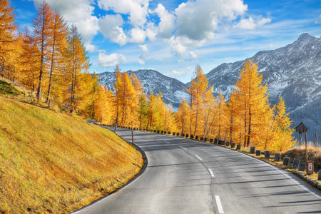 Breathtaking view of Grossglockner High Alpine Road at autumn.  Location:  Grossglockner high alpine...