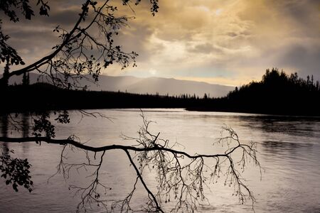 Heavy rain at Big Salmon River.の写真素材