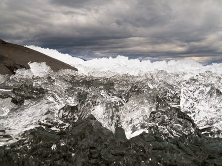 Breaking ice at Lake Laberge, Yukon Territory, Canada
