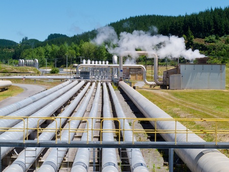 Wairakei geothermal electric power generating station in the Taupo Volcanic Zone in New Zealand Wairakei geothermal electric power generating station in the Taupo Volcanic Zone in New Zealand