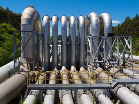 Background of a pipeline installation for distribution and supply of liquid and gaseous products, such as petroleum based resources, over long distancesの写真素材