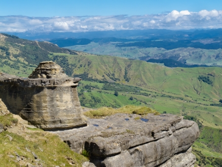 Bell Rock in Maungaharuru Range overlooking Hawke Bay, North Island, New Zealandの写真素材