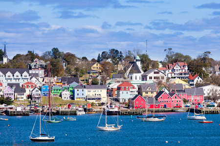 UNESCO world heritage site of historic downtown Lunenburg, Nova Scotia, NS, Canada at the Atlantic oceanのeditorial素材