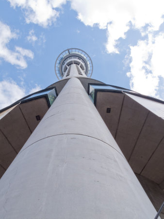 AUCKLAND, NZ, APR 16, 2012: Auckland Sky Tower, the tallest building of the Southern Hemisphere, is 328 meters (1076 ft) tall, on Apr 16, 2012 in Auckland, New Zealandのeditorial素材