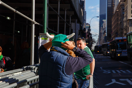 St. Patrick's Day parade and background. Fifth Avenue, New York, USA. March, 17. 2016