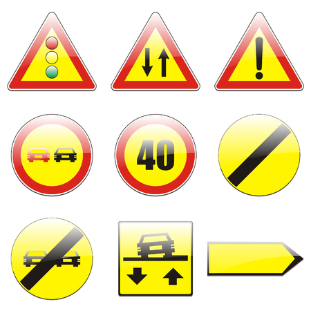  isolated european road signsのイラスト素材