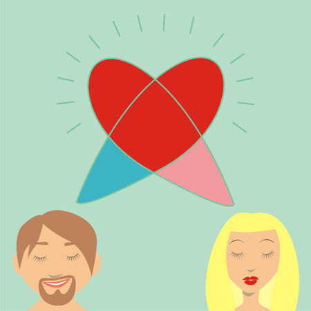 romantic couple thinking of love のイラスト素材