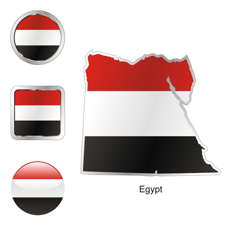 fully editable flag of egypt in map and web buttons shapes のイラスト素材