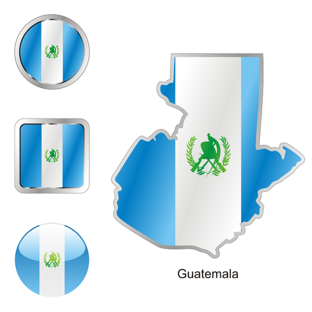 fully editable flag of guatemala in map and web buttons shapes のイラスト素材