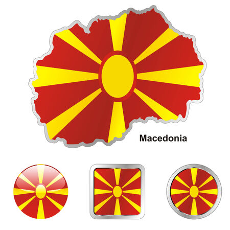 fully editable flag of macedonia in map and web buttons shapes のイラスト素材