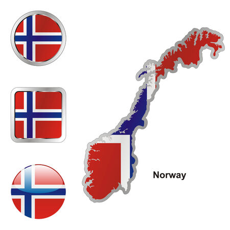 fully editable flag of norway in map and web buttons shapes のイラスト素材