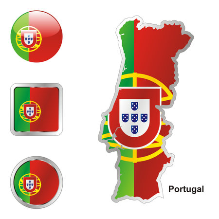 fully editable flag of portugal in map and web buttons shapes のイラスト素材