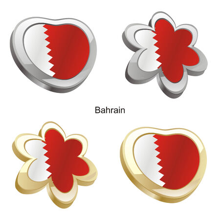 vector illustration of bahrain flag in heart and flower shape のイラスト素材
