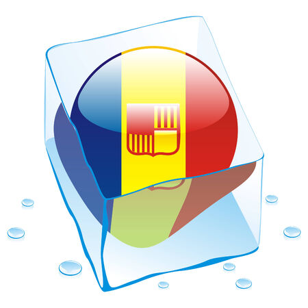 button flag of andorra frozen in  ice cubeのイラスト素材