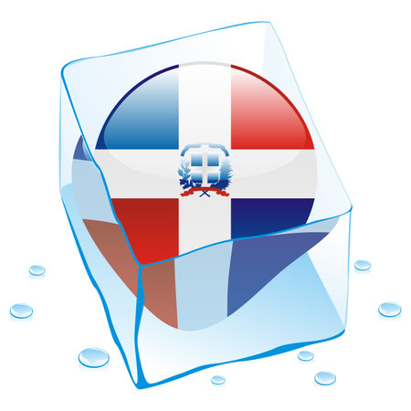 fully editable illustration of dominican republic button flag frozen in ice cube のイラスト素材