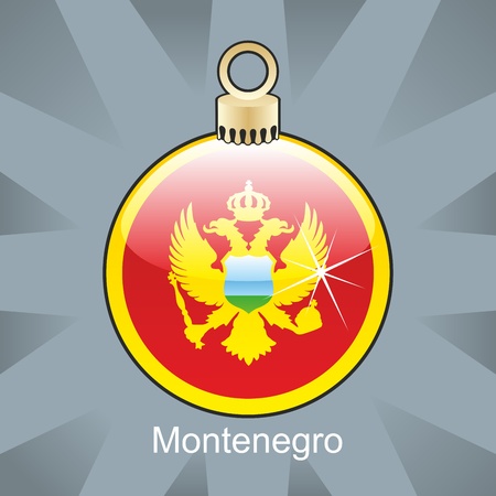fully editable illustration of isolated montenegro flag in christmas bulb shapeのイラスト素材