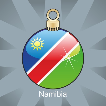 fully editable illustration of isolated namibia flag in christmas bulb shapeのイラスト素材