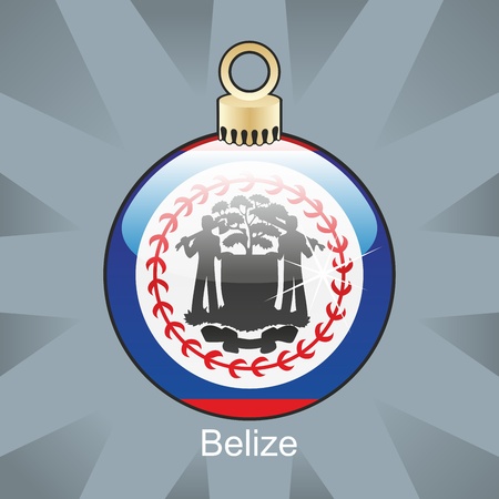 fully editable illustration of isolated belize flag in christmas bulb shapeのイラスト素材