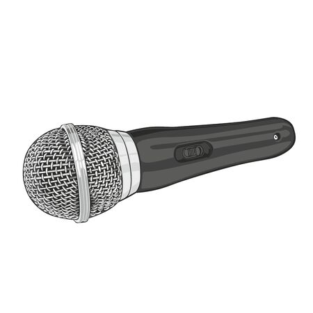 fully editable illustration of silver microphone isolated on whiteのイラスト素材