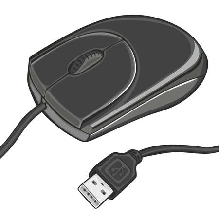 fully editable vector illustration of computer mouse isolated on whiteのイラスト素材
