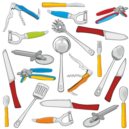 fully editable vector illustration kitchen itemsのイラスト素材