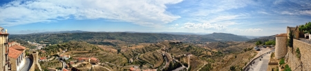 Morella in Spain  Panoramic landscape with  town and mountains の写真素材