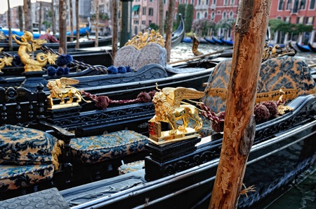 Venetian gondolas at the berth  Close-up の写真素材