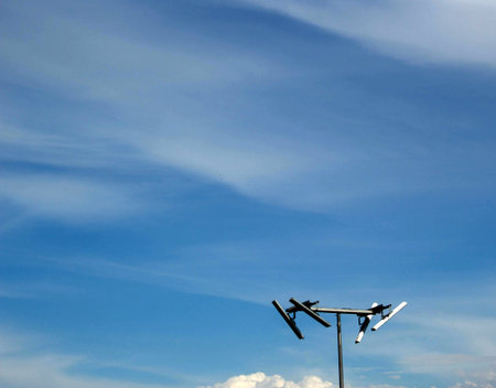 Antenna on blue sky backgroundの写真素材