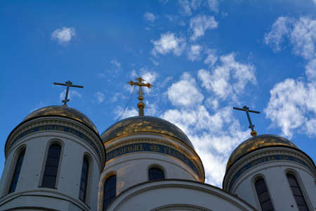Almaty, Kazakhstan - 06/09/2020: Street of Young Pioneers, people in the center of Almaty. Early summer time, Intercession-All Saints Church.のeditorial素材