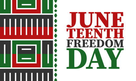 Juneteenth. Freedom and Emancipation day in June. Independence Day. Annual African-American holiday, celebrated in June 19. American history and heritage. Vector illustrationのイラスト素材