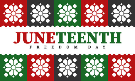 Juneteenth. Freedom and Emancipation day in June. Independence Day. Annual African-American holiday, celebrated in June 19. American history and heritage. Vector illustrationのイラスト素材