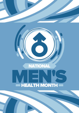 National Men's Health Month in June. Celebrated in United States. Educational program that teaches you how to work on your body. Healthy eating, exercise and disease preventionのイラスト素材