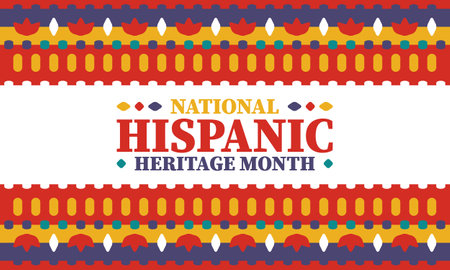 National Hispanic Heritage Month in United States. Celebrate annual in September and October. Latin American and Hispanic ethnicity culture. National fabric vector texturesのイラスト素材
