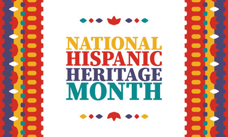 National Hispanic Heritage Month in United States. Celebrate annual in September and October. Latin American and Hispanic ethnicity culture. National fabric vector textures