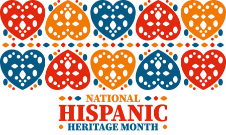 National Hispanic Heritage Month in United States. Celebrate annual in September and October. Latin American and Hispanic ethnicity culture. National fabric vector textures