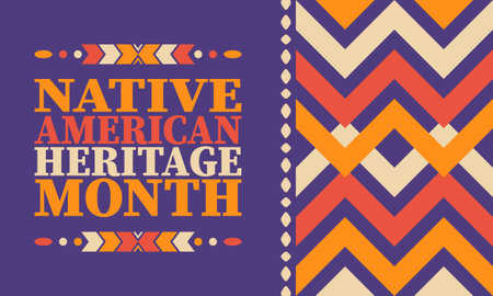 Native American Heritage Month. American Indian culture. Celebrate annual in in November in United States. Tradition Indian pattern. Poster and banner. Vector authentic ornamentのイラスト素材