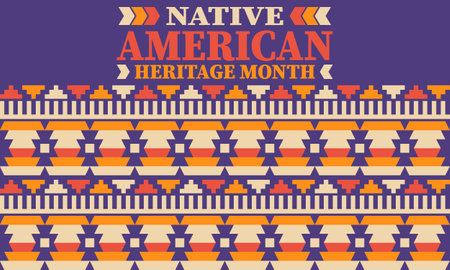Native American Heritage Month. American Indian culture. Celebrate annual in in November in United States. Tradition Indian pattern. Poster and banner. Vector authentic ornamentのイラスト素材