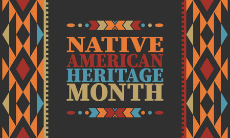 Native American Heritage Month. American Indian culture. Celebrate annual in in November in United States. Tradition Indian pattern. Poster and banner. Vector authentic ornamentのイラスト素材