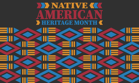 Native American Heritage Month. American Indian culture. Celebrate annual in in November in United States. Tradition Indian pattern. Poster and banner. Vector authentic ornamentのイラスト素材