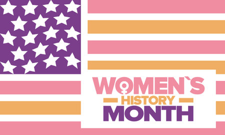 Women's History Month in March. Women's rights and Equality. Girl power in world. Female symbol in vector. Celebrated annually to mark womenâs contribution to history. Posterのイラスト素材