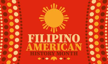 Filipino American History Month. Happy holiday celebrate annual in October. Filipinos and United States flag. Culture month. Patriotic design. Vector illustration. Posterのイラスト素材