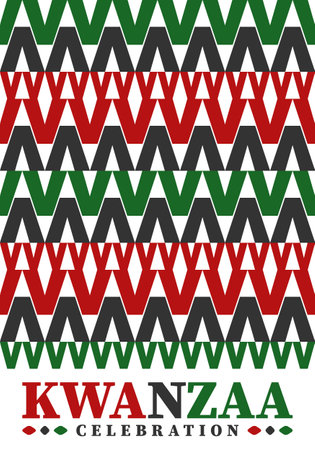 Kwanzaa celebration. Happy African and African-American holiday. Seven days festival, celebrate annual from December to January. Black History. Vector illustration. Posterのイラスト素材