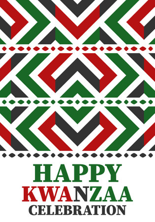 Kwanzaa celebration. Happy African and African-American holiday. Seven days festival, celebrate annual from December to January. Black History. Vector illustration. Posterのイラスト素材