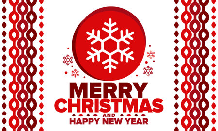 Merry Christmas and Happy New Year. Magic holiday poster with snowflake. Winter celebration event. Christmas party. Congratulation card. Festive design template. Vector posterのイラスト素材