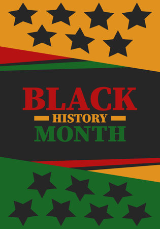 Black History Month in February. African American Culture and History. Celebrated annual in United States and Canada. In October in Great Britain. Vector poster, tradition ornamentのイラスト素材