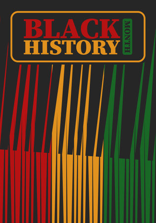 Black History Month in February. African American Culture and History. Celebrated annual in United States and Canada. In October in Great Britain. Vector poster, tradition ornamentのイラスト素材