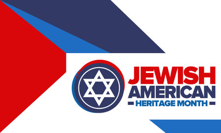 Jewish American Heritage Month. Jewish American contribution to the history United States. Celebrated annual in May. Star of David. Israel symbol. Vector poster, illustrationのイラスト素材